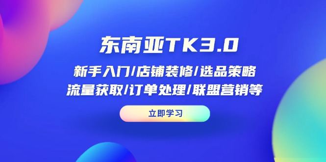 东南亚TK3.0：新手入门/店铺装修/选品策略/流量获取/订单处理/联盟营销等-万利网