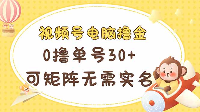 视频号电脑撸金 0撸单号30+ 可矩阵 无需实名多号多得-万利网