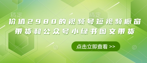 价值2980的视频号短视频橱窗带货和公众号小绿书图文带货-万利网