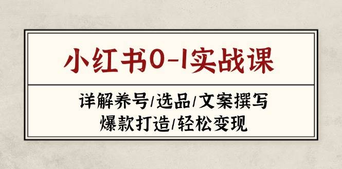 小红书0-1实战课(2023-2025)，详解养号/选品/文案撰写/爆款打造/轻松变现-万利网