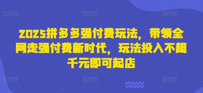 2025拼多多强付费玩法，带领全网走强付费新时代，玩法投入不超千元即可起店-万利网