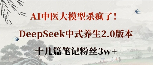 AI中医大模型杀疯了！DeepSeek中式养生2.0版本，十几篇笔记粉丝3w+-万利网