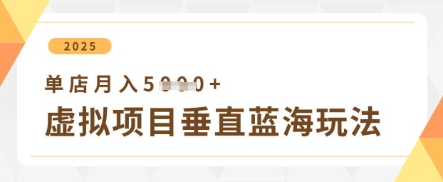 虚拟项目垂直玩法，实现单店月入5k+-万利网