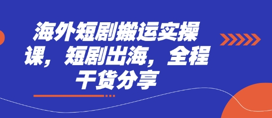 海外短剧搬运实操课，短剧出海，全程干货分享-万利网