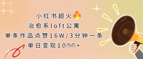 小红书超火的治愈系loft公寓，单条作品点赞16W，3分钟一条，单日变现数张-万利网