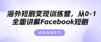 海外短剧变现训练营，从0-1全面讲解Facebook短剧-万利网