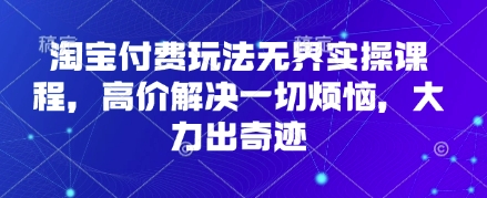 淘宝付费玩法无界实操课程，高价解决一切烦恼，大力出奇迹-万利网