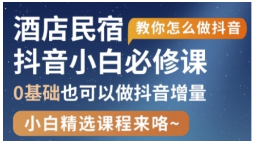 抖音本地生活酒店民宿运营，0基础也可以做抖音增量-万利网