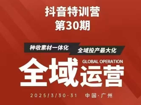 抖音特训营第30期线下培训资料，没有录音视频，正版整理的脑图资料及学员总结核心点-万利网