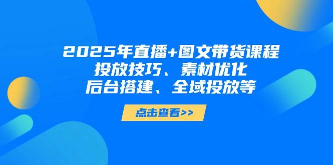 2025年短视频图文带货+直播带货：投放技巧、素材优化、后台搭建、全域投放等-万利网