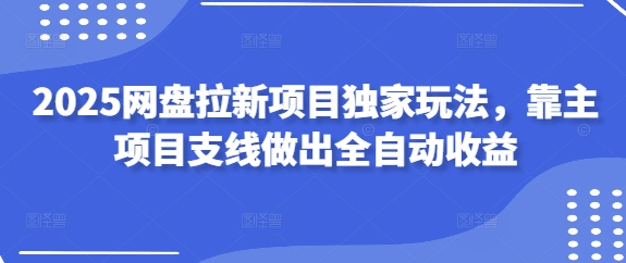 2025网盘拉新项目独家玩法，靠主项目支线做出全自动收益-万利网