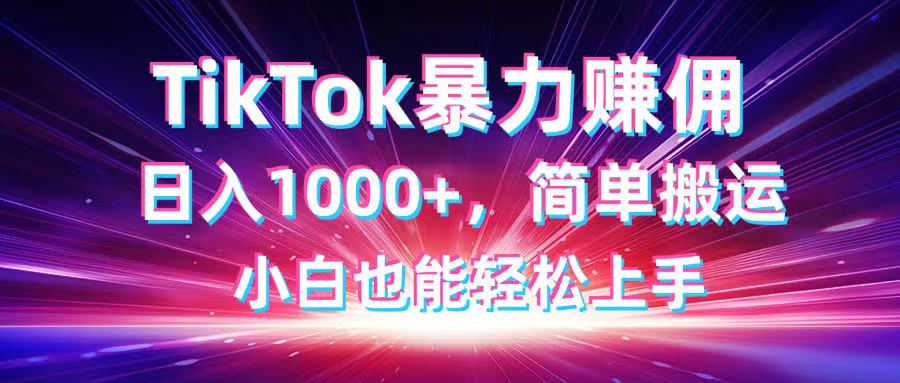 TikTok搬运暴力赚佣，日入1000+，简单搬运，小白也能轻松上手-万利网