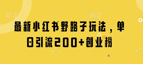 最新小红书野路子玩法，单日引流200+创业粉-万利网