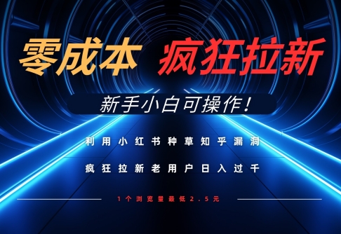 利用小红书种草知乎漏洞，零成本疯狂拉新日入数张，新手小白可操作-万利网