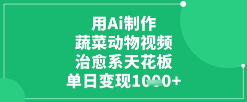 用Ai制作蔬菜动物视频，治愈系天花板，单日变现1k-万利网