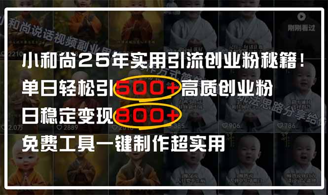 小和尚2025年实用引流秘籍！单日轻松引500+高质量创业粉，日变现800+，…-万利网