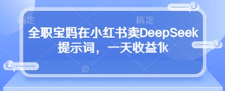 全职宝妈在小红书卖DeepSeek提示词，一天收益1k-万利网