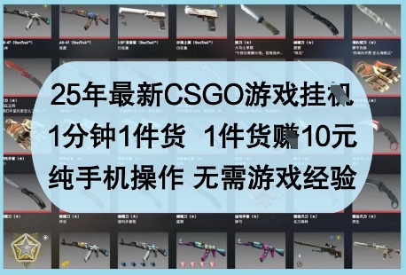 25年最新CSGO游戏挂G，1分钟1件货，1件货挣10元，纯手机操作，无需游戏经验【揭秘】-万利网