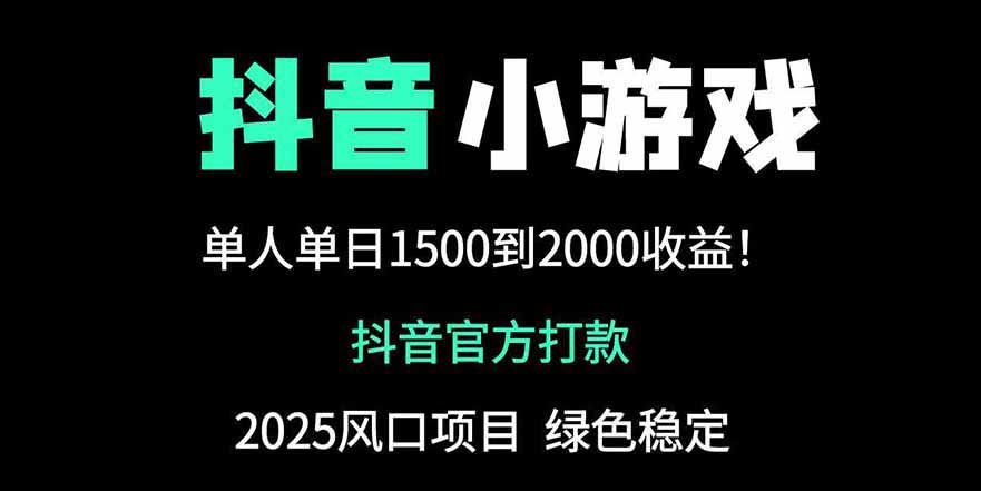 抖音官方小游戏2025全网最新玩法，暴利赚钱项目，单机日入2000+-万利网