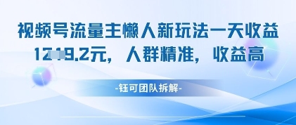 视频号流量主懒人新玩法，一天收益1k，人群精准收益高-万利网
