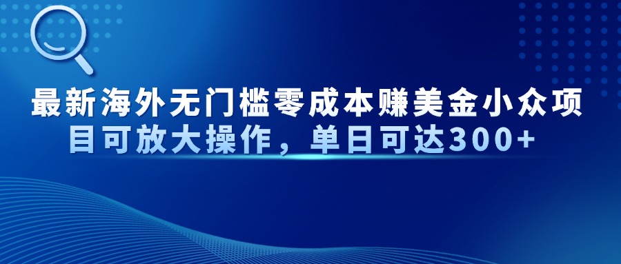 最新海外无门槛零成本赚美金小众项目可放大操作，单日可达300+-万利网