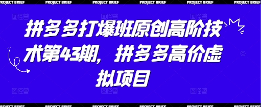 拼多多打爆班原创高阶技术第43期，拼多多高价虚拟项目-万利网